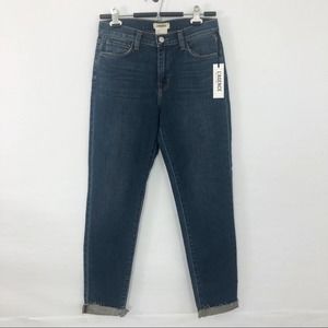 NWT‎ L'AGENCE Rachel High Rise Raw Hem Slim Straight Jean Size 25